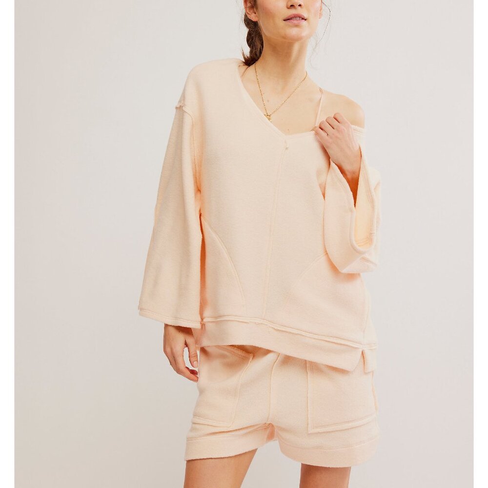 FREE PEOPLE Day Off Fleece Pullover / Tender Peach